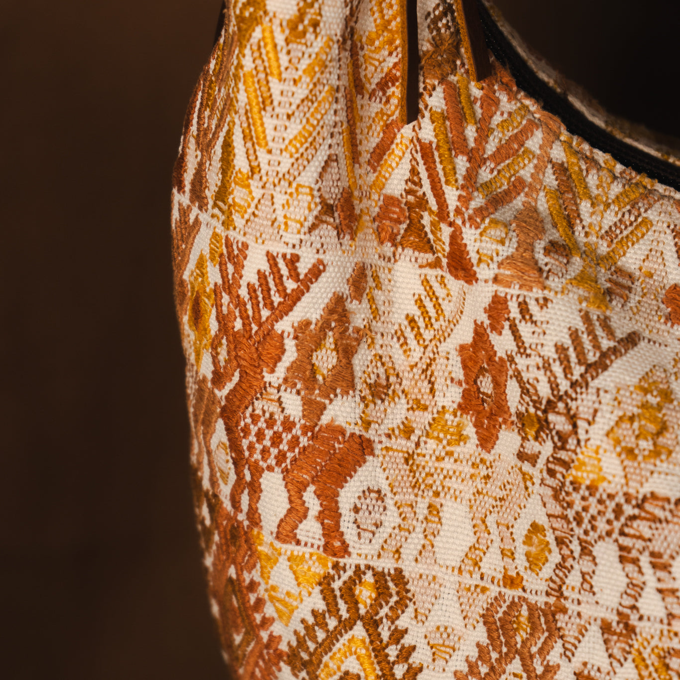 BOHO SADDLE BAG - OOAK HUIPIL - CAFE - NO. 13533