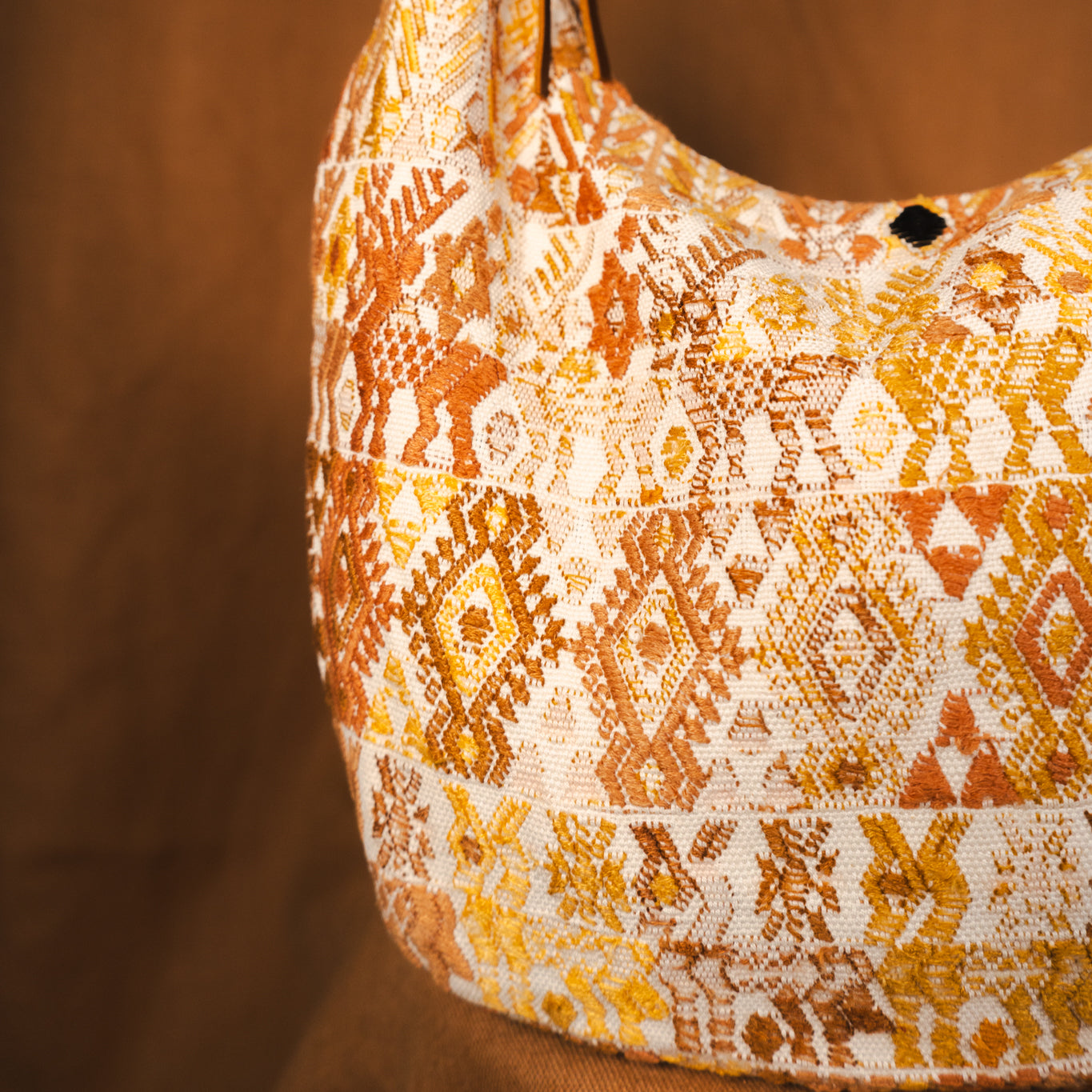 BOHO SADDLE BAG - OOAK HUIPIL - CAFE - NO. 13533