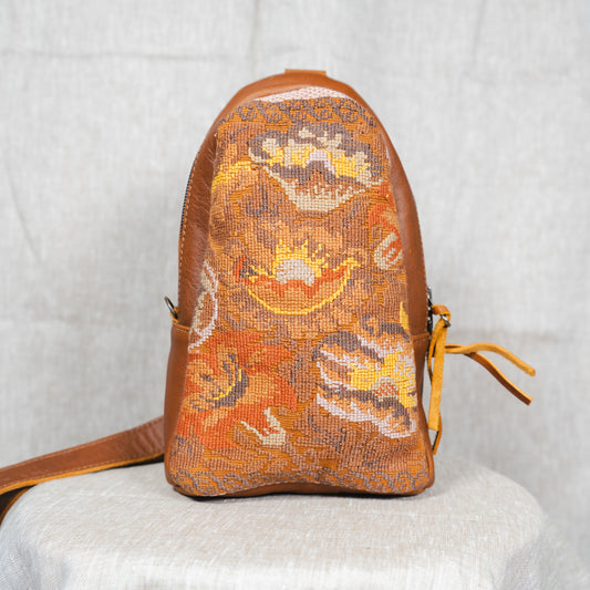 SMALL 2.0 CROSSBODY SLING - OOAK HUIPIL - CAFE - NO. 13538