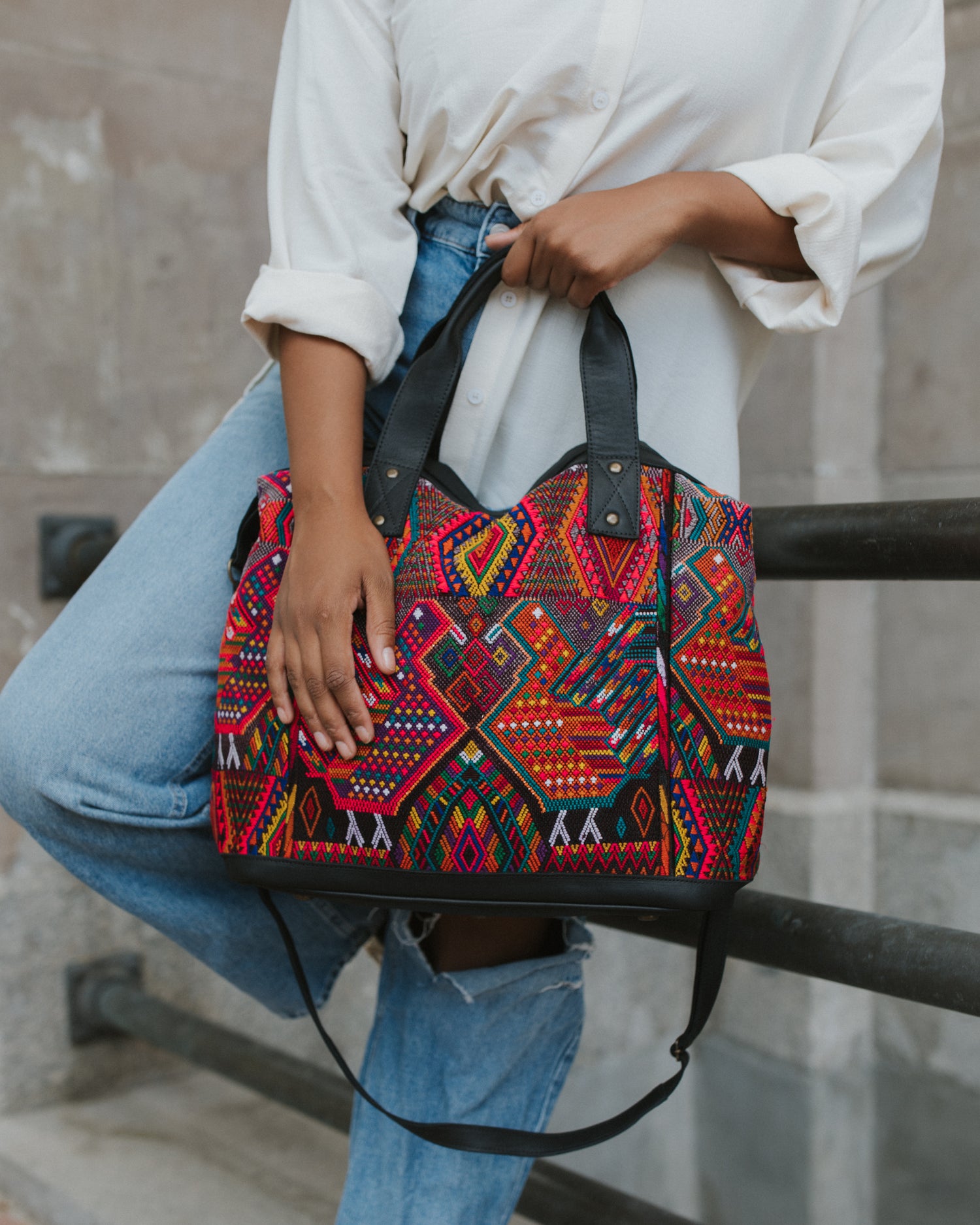 Custom huipil bags | guatemalan leather bags - Las Bonitas Boutique