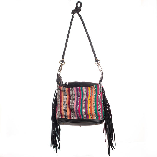 BEATRIZ MINI CONVERTIBLE DAY BAG WITH FRINGE - CORTE DE PLAYA - BLACK - NO. 26820