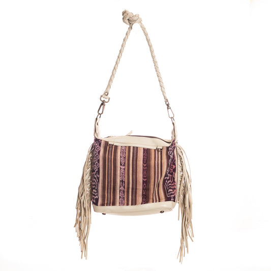 BEATRIZ MINI CONVERTIBLE DAY BAG WITH FRINGE - CORTE DE PLAYA - BONE - NO. 26828