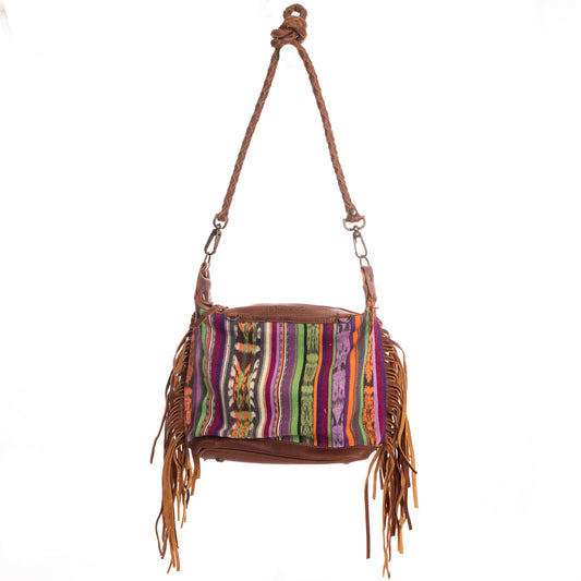 BEATRIZ MINI CONVERTIBLE DAY BAG WITH FRINGE - CORTE DE PLAYA - CAFE - NO. 26864