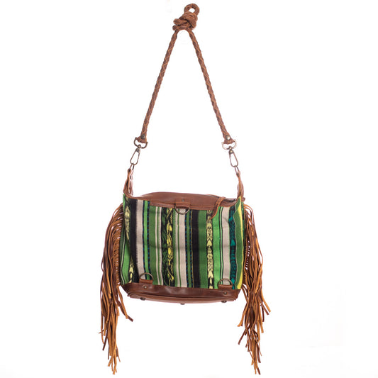 BEATRIZ MINI CONVERTIBLE DAY BAG WITH FRINGE - CORTE DE PLAYA - CAFE - NO. 26870