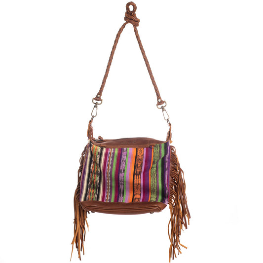 BEATRIZ MINI CONVERTIBLE DAY BAG WITH FRINGE - CORTE DE PLAYA - CAFE - NO. 26872