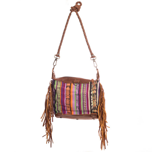 BEATRIZ MINI CONVERTIBLE DAY BAG WITH FRINGE - CORTE DE PLAYA - CAFE - NO. 26872