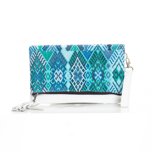 **SAMPLE** FOLD OVER CLUTCH - OOAK HUIPIL - WHITE - NO. 24132