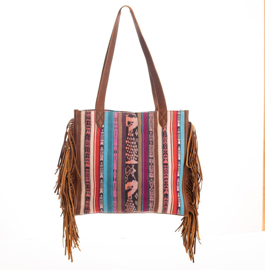 YOUR EVERYTHING TOTE - OOAK VINTAGE TEXTILE - CORTE DE PLAYA - CAFE - NO. 28078