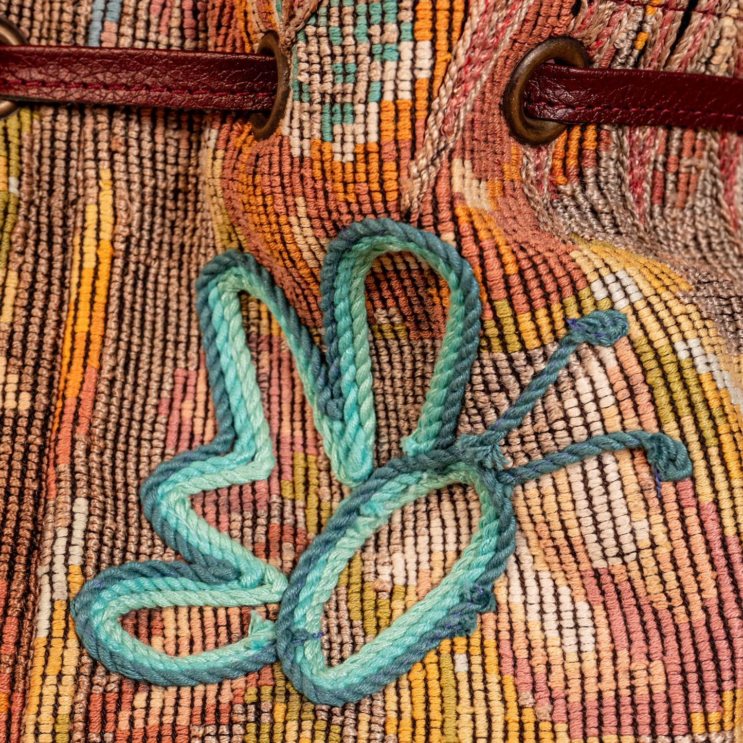 DRAWSTRING BUCKET BAG - OOAK HUIPIL - AMARANTH - NO. 16056