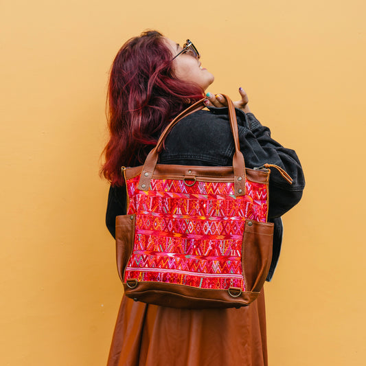 THE MEDIUM PERFECT BAG - OOAK HUIPIL - CAFE - NO. 12721
