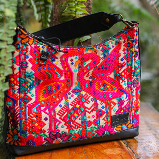 SMALL PENELOPE BAG - OOAK HUIPIL - BLACK - NO. 200391 **SHIP WINDOW**