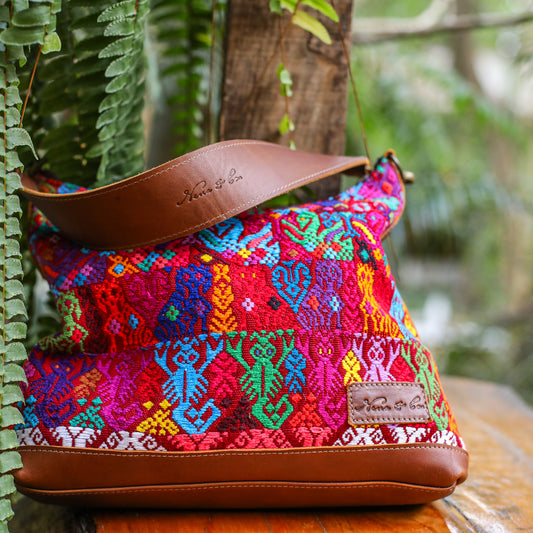 SMALL PENELOPE BAG - OOAK HUIPIL - CAFE - NO. 200377 **SHIP WINDOW**