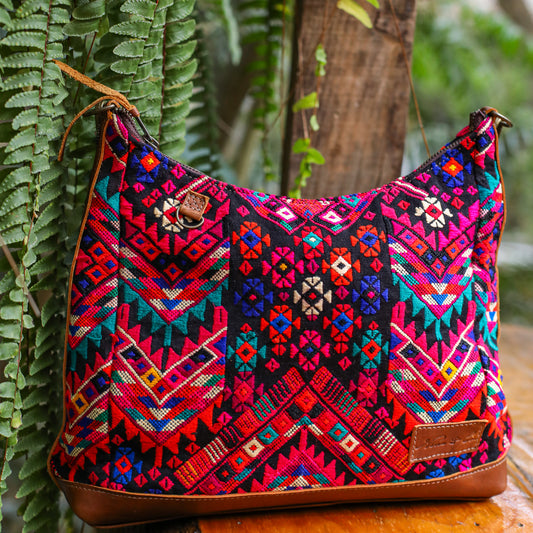 SMALL PENELOPE BAG - OOAK HUIPIL - CAFE - NO. 200380 **SHIP WINDOW**