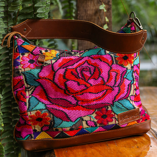 SMALL PENELOPE BAG - OOAK HUIPIL - CAFE - NO. 200379 **SHIP WINDOW**