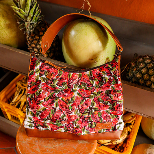 SMALL PENELOPE BAG - OOAK HUIPIL - CAFE - NO. 201464