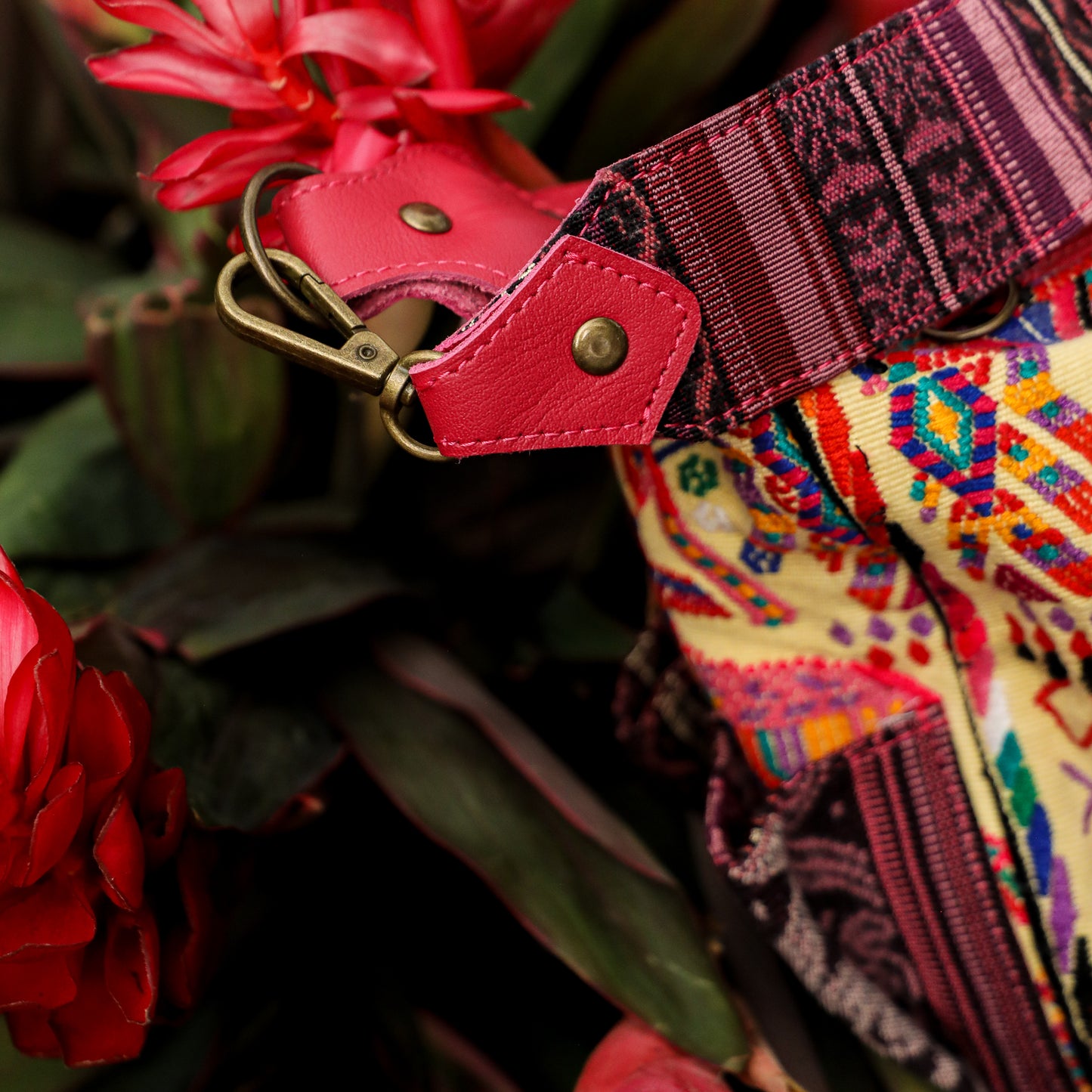 ♡ BEATRIZ MCDB + DIAMANTE STRAP ♡ - OOAK HUIPIL - RASPBERRY - 19435