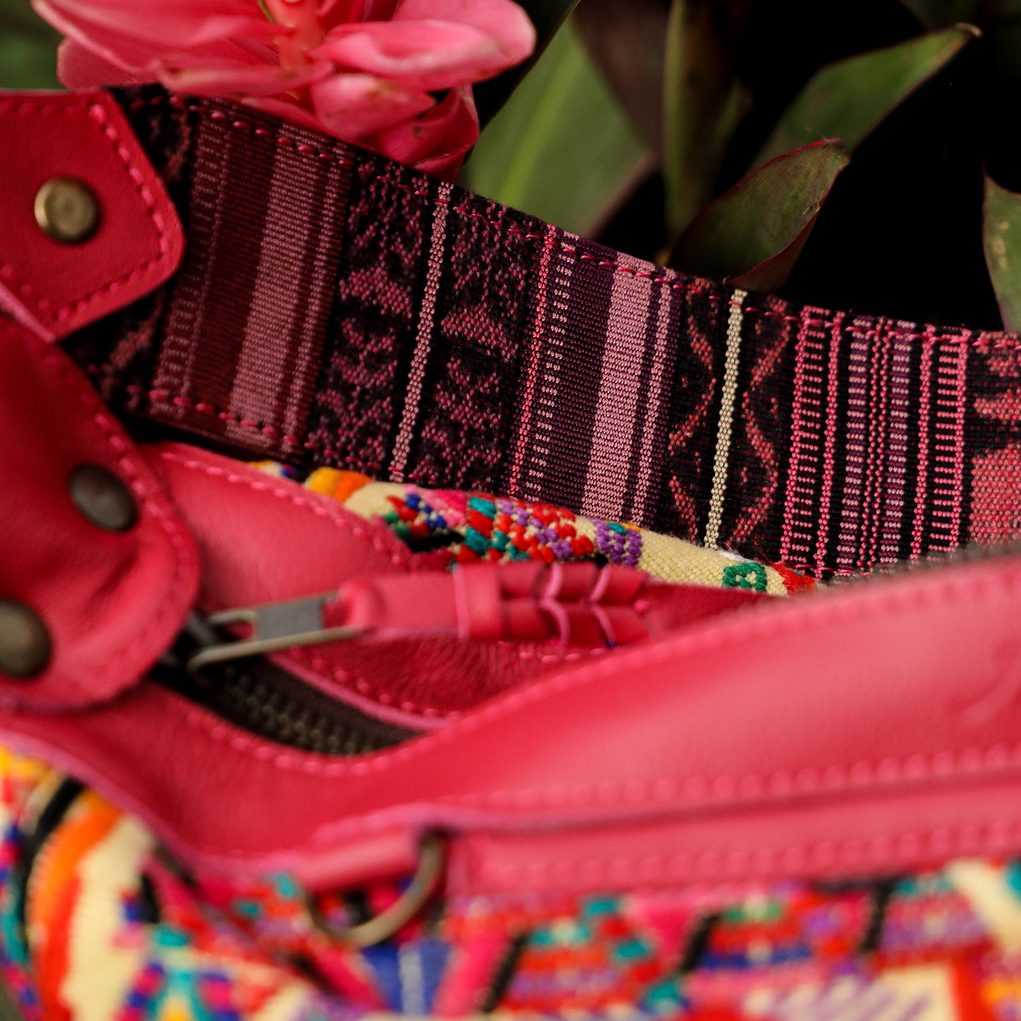 ♡ BEATRIZ MCDB + DIAMANTE STRAP ♡ - OOAK HUIPIL - RASPBERRY - 19435