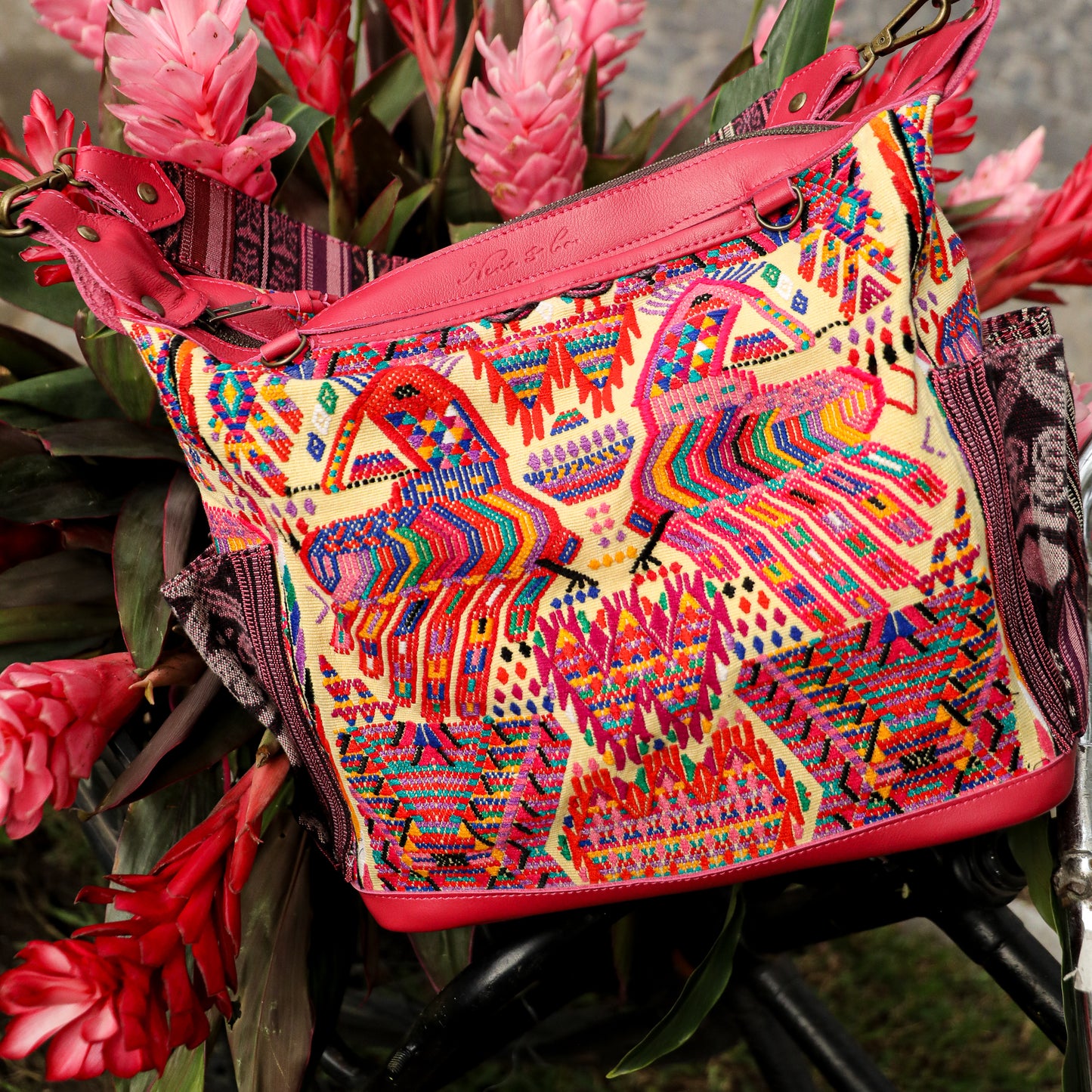 ♡ BEATRIZ MCDB + DIAMANTE STRAP ♡ - OOAK HUIPIL - RASPBERRY - 19435