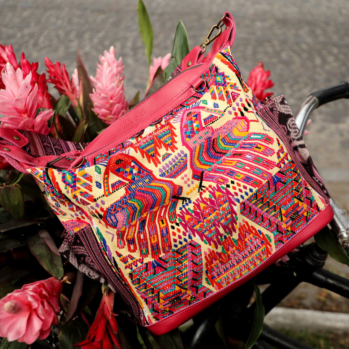 ♡ BEATRIZ MCDB + DIAMANTE STRAP ♡ - OOAK HUIPIL - RASPBERRY - 19435