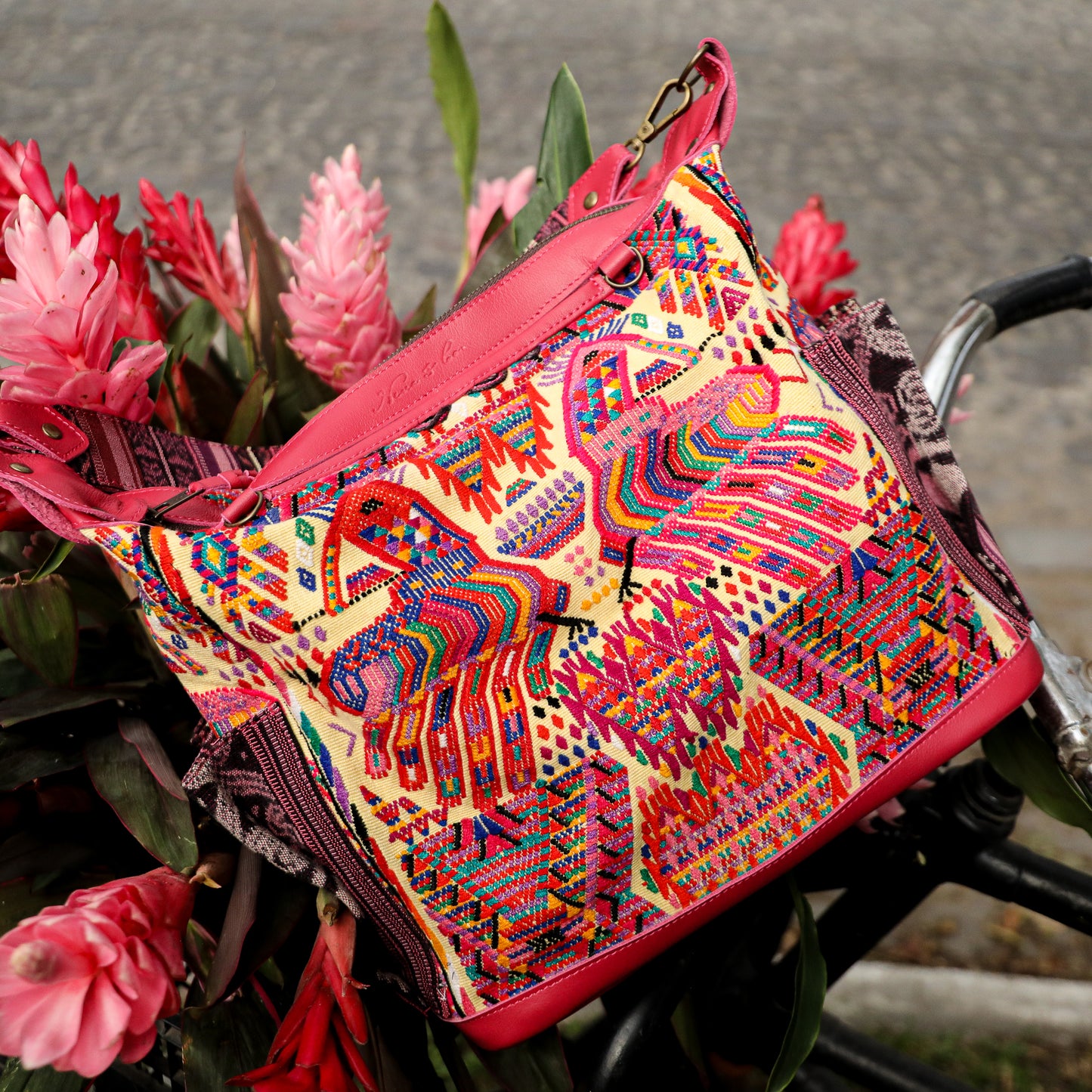 ♡ BEATRIZ MCDB + DIAMANTE STRAP ♡ - OOAK HUIPIL - RASPBERRY - 19435