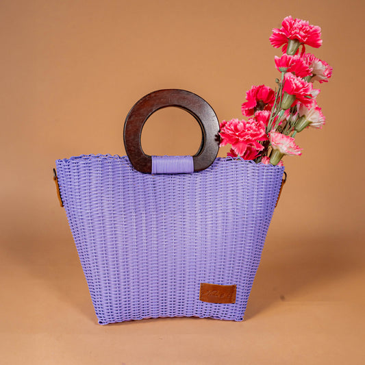 **CLOSEOUT** WOVEN UPCYCLED TOTE WITH HANDLE - NO. 16086