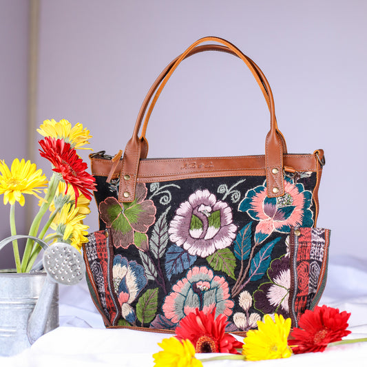 MTPB - H&S EMBROIDERED FLORAL - CAFE - NO. 200559