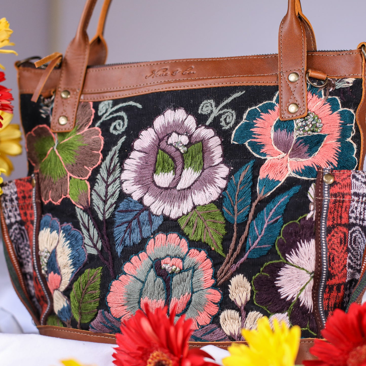 MTPB - H&S EMBROIDERED FLORAL - CAFE - NO. 200559