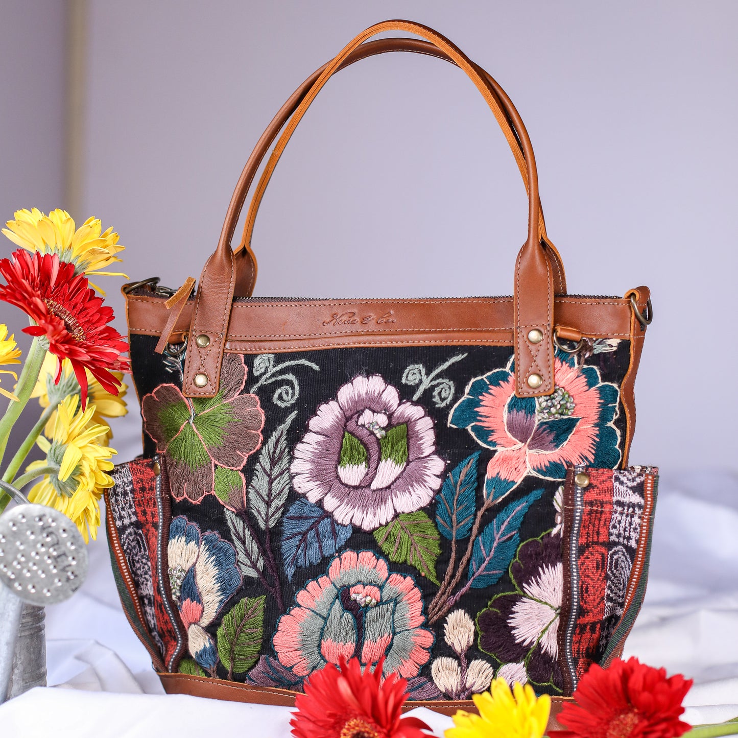 MTPB - H&S EMBROIDERED FLORAL - CAFE - NO. 200559