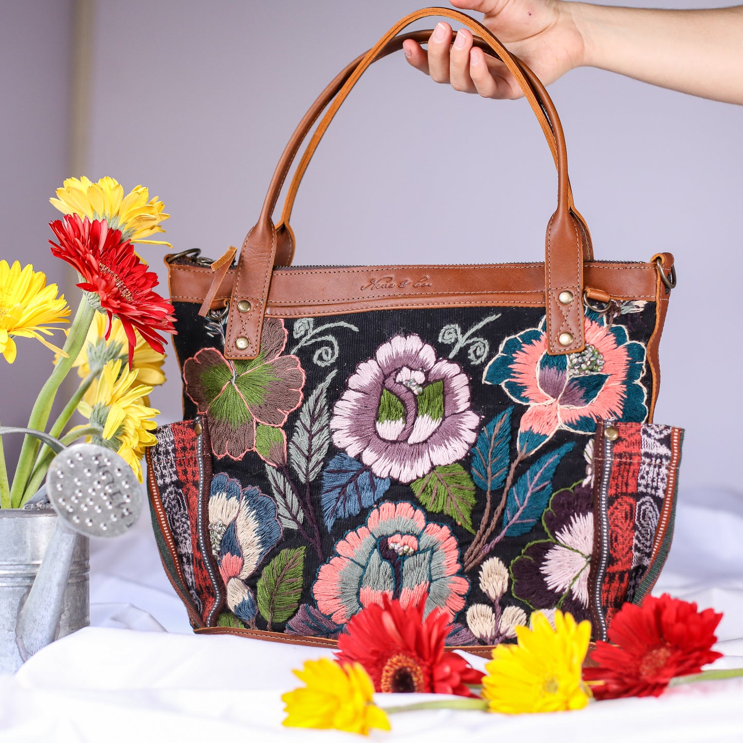 MTPB - H&S EMBROIDERED FLORAL - CAFE - NO. 200559