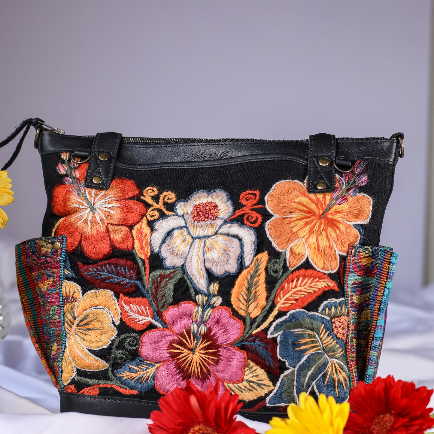 MTPB - H&S EMBROIDERED FLORAL - BLACK - NO. 200560