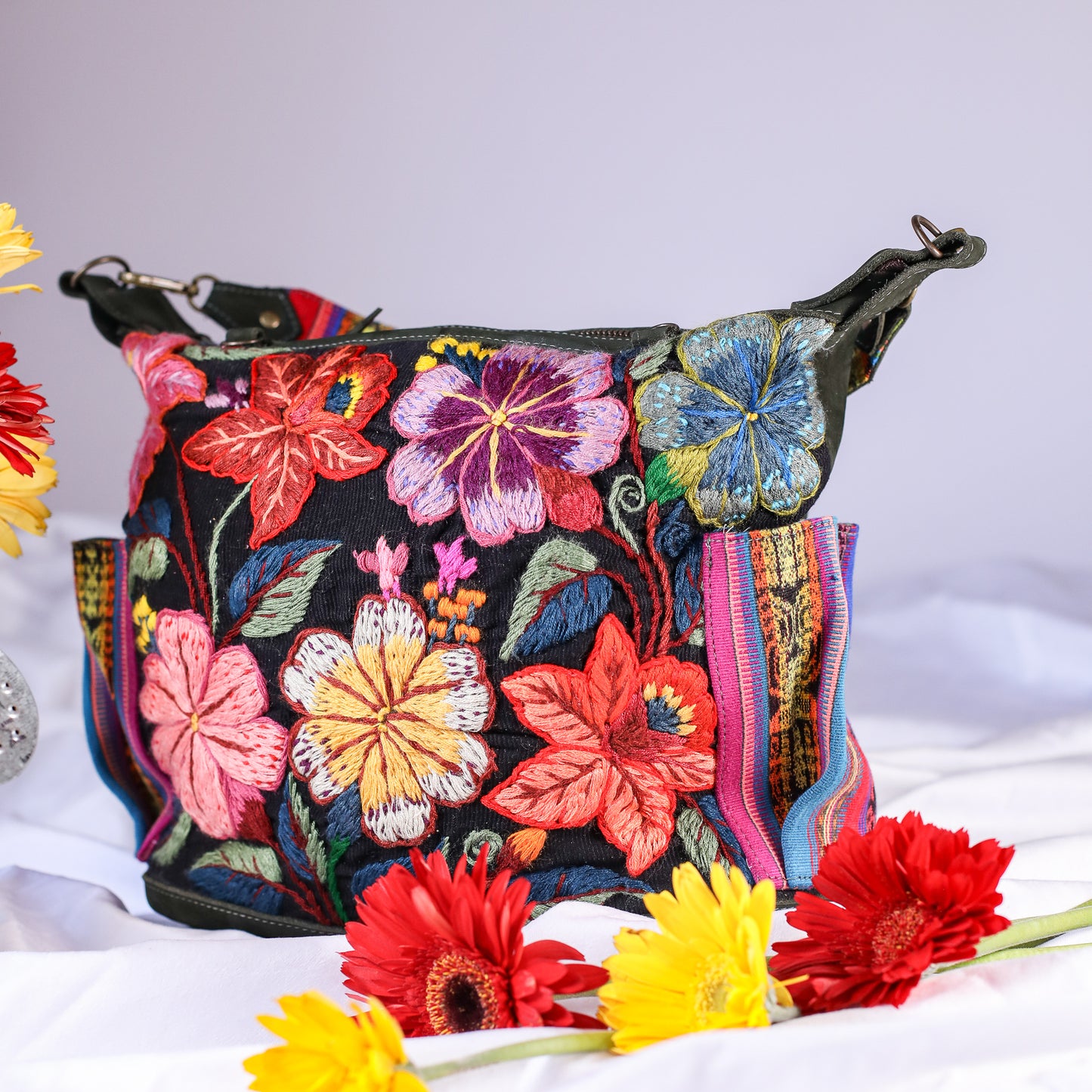 BEATRIZ MCDB + DIAMANTE STRAP - H&S EMBROIDERED FLORAL - VERDE MUZGO - NO. 200558