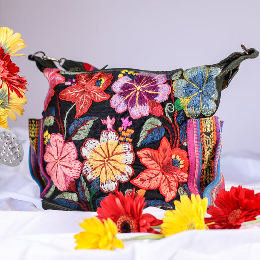 BEATRIZ MCDB + DIAMANTE STRAP - H&S EMBROIDERED FLORAL - VERDE MUZGO - NO. 200558