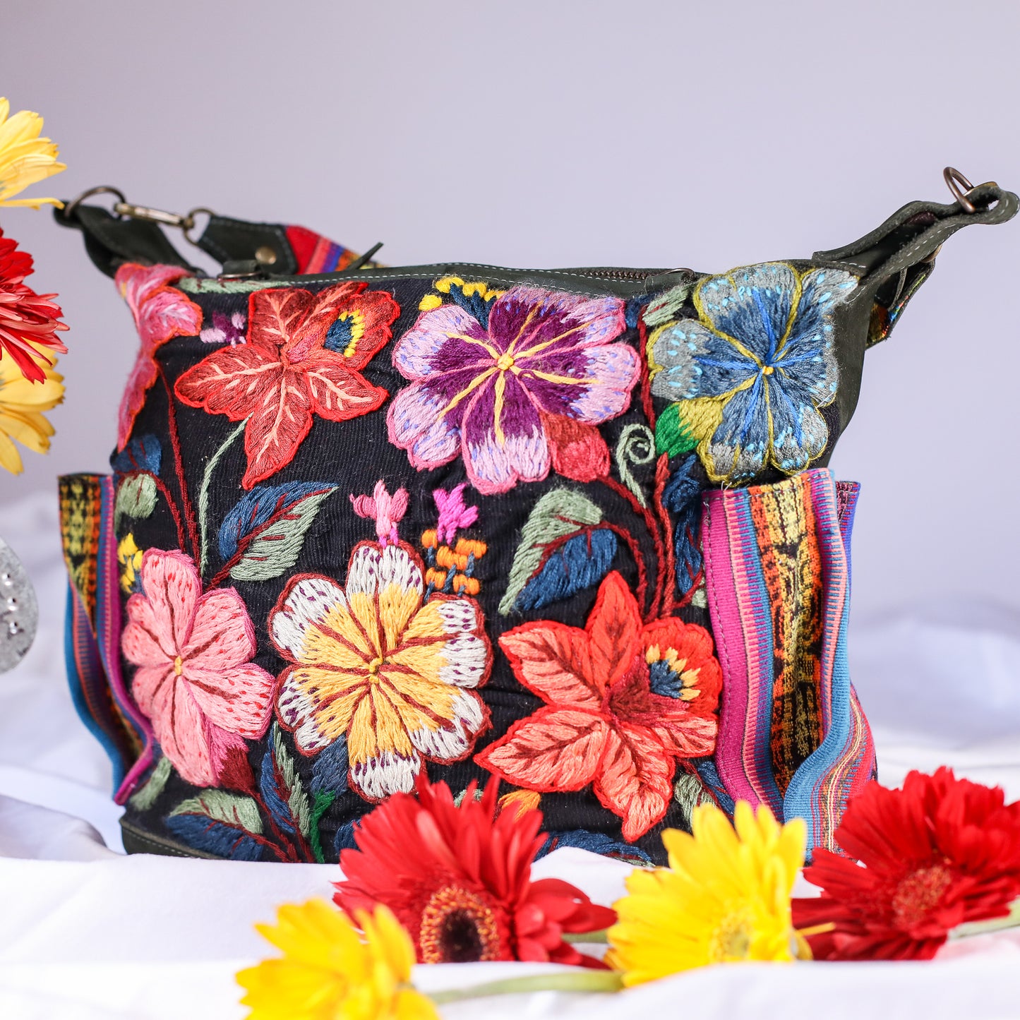 BEATRIZ MCDB + DIAMANTE STRAP - H&S EMBROIDERED FLORAL - VERDE MUZGO - NO. 200558