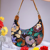 BOHO SADDLE BAG - H&S EMBROIDERED FLORAL - HONEY - NO. 200562