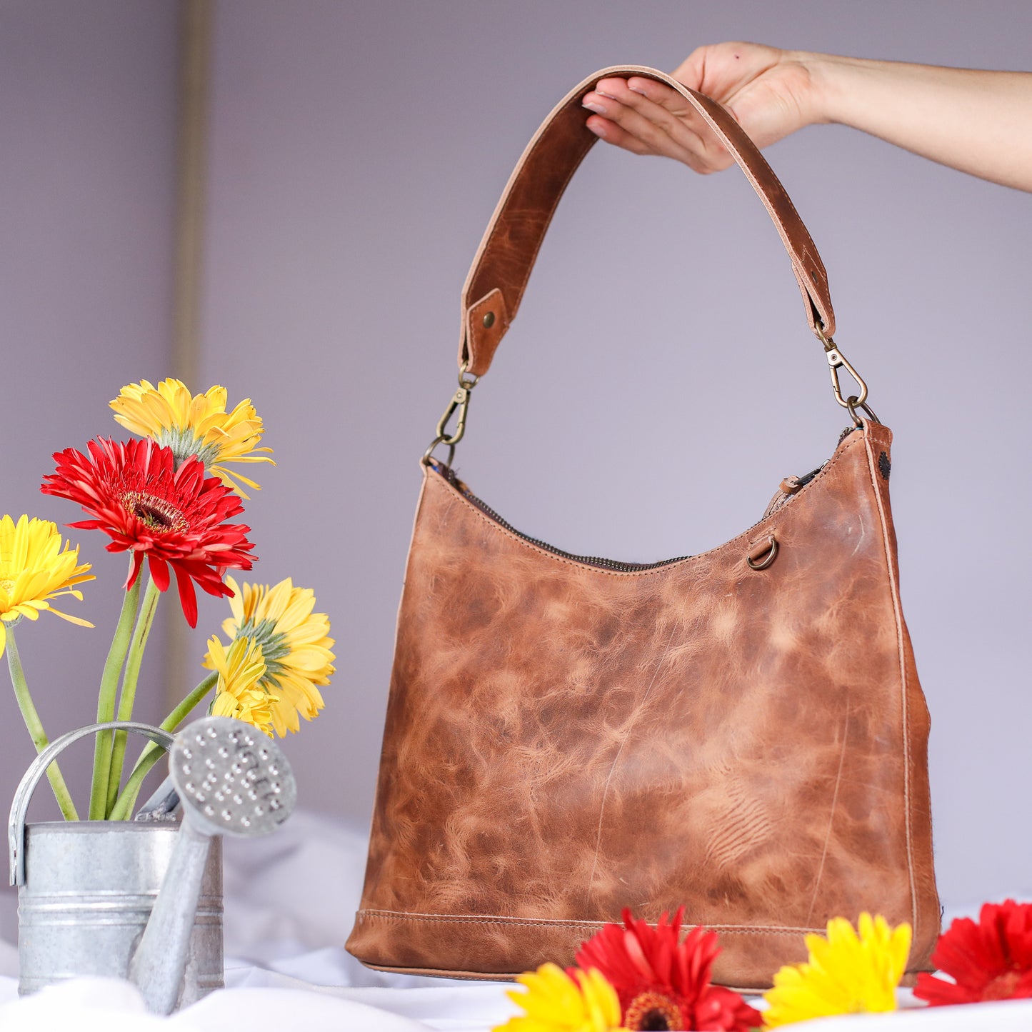 SMALL PENELOPE BAG - H&S EMBROIDERED FLORAL - FAWN - NO. 200695