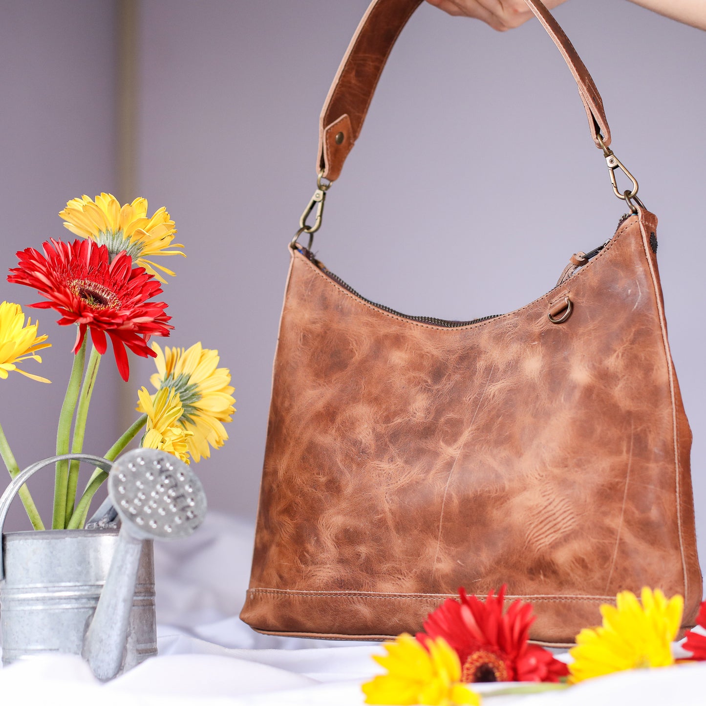 SMALL PENELOPE BAG - H&S EMBROIDERED FLORAL - FAWN - NO. 200695