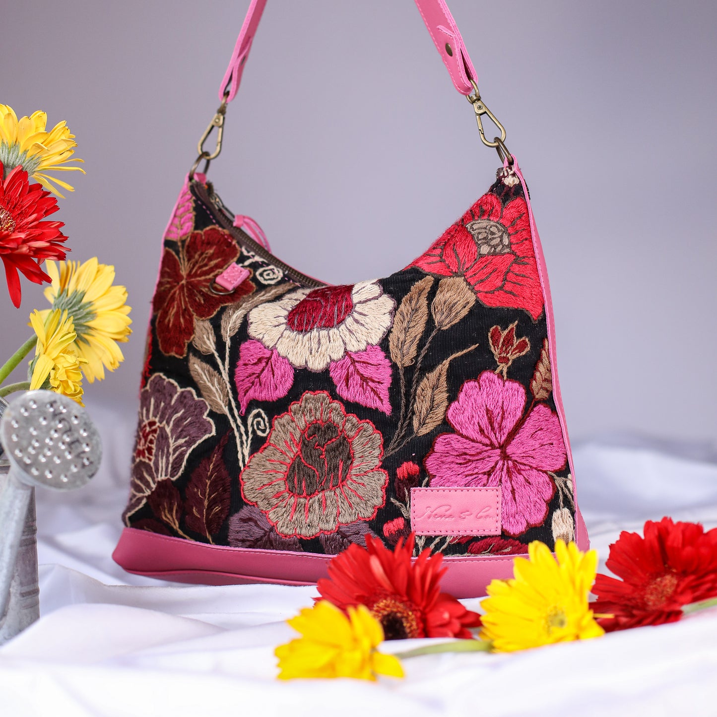 SMALL PENELOPE BAG - H&S EMBROIDERED FLORAL - JAZZY - NO. 200697