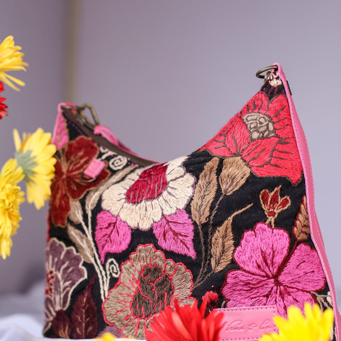 SMALL PENELOPE BAG - H&S EMBROIDERED FLORAL - JAZZY - NO. 200697