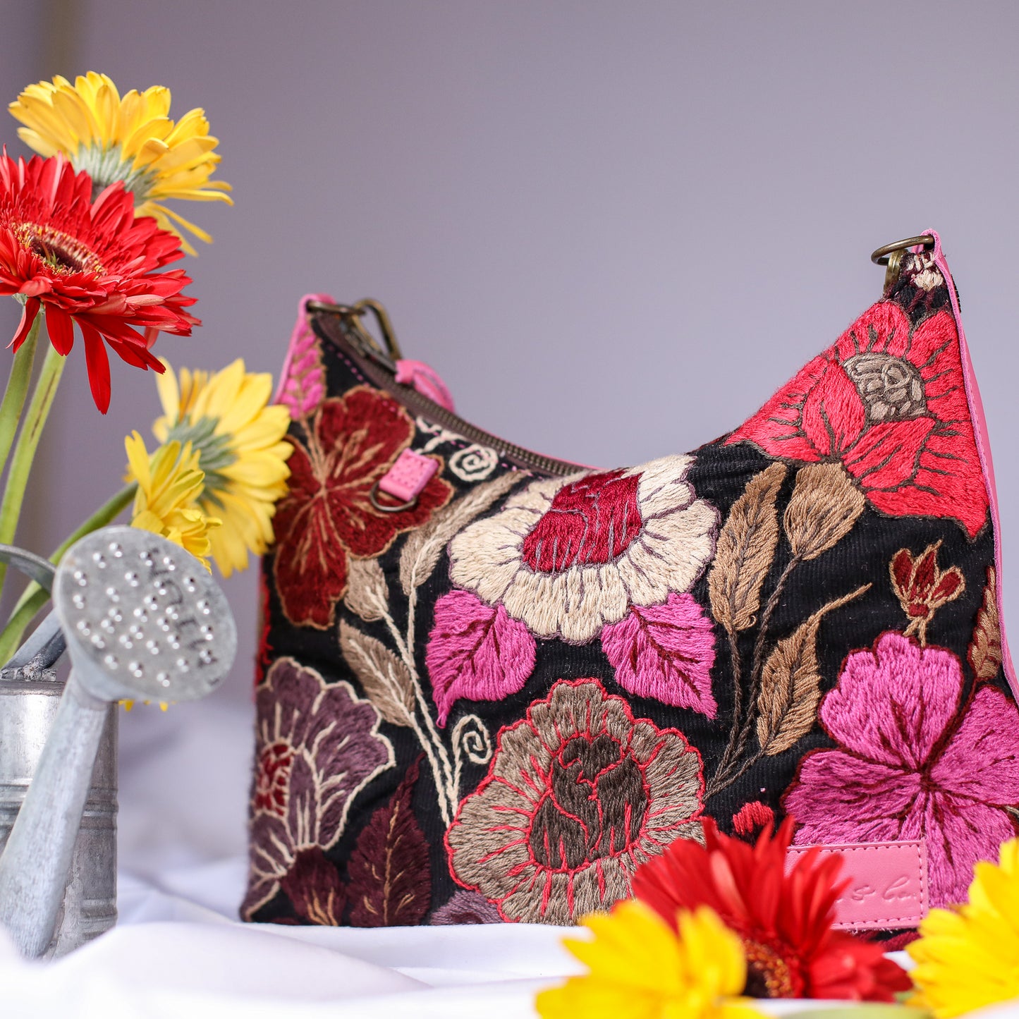 SMALL PENELOPE BAG - H&S EMBROIDERED FLORAL - JAZZY - NO. 200697