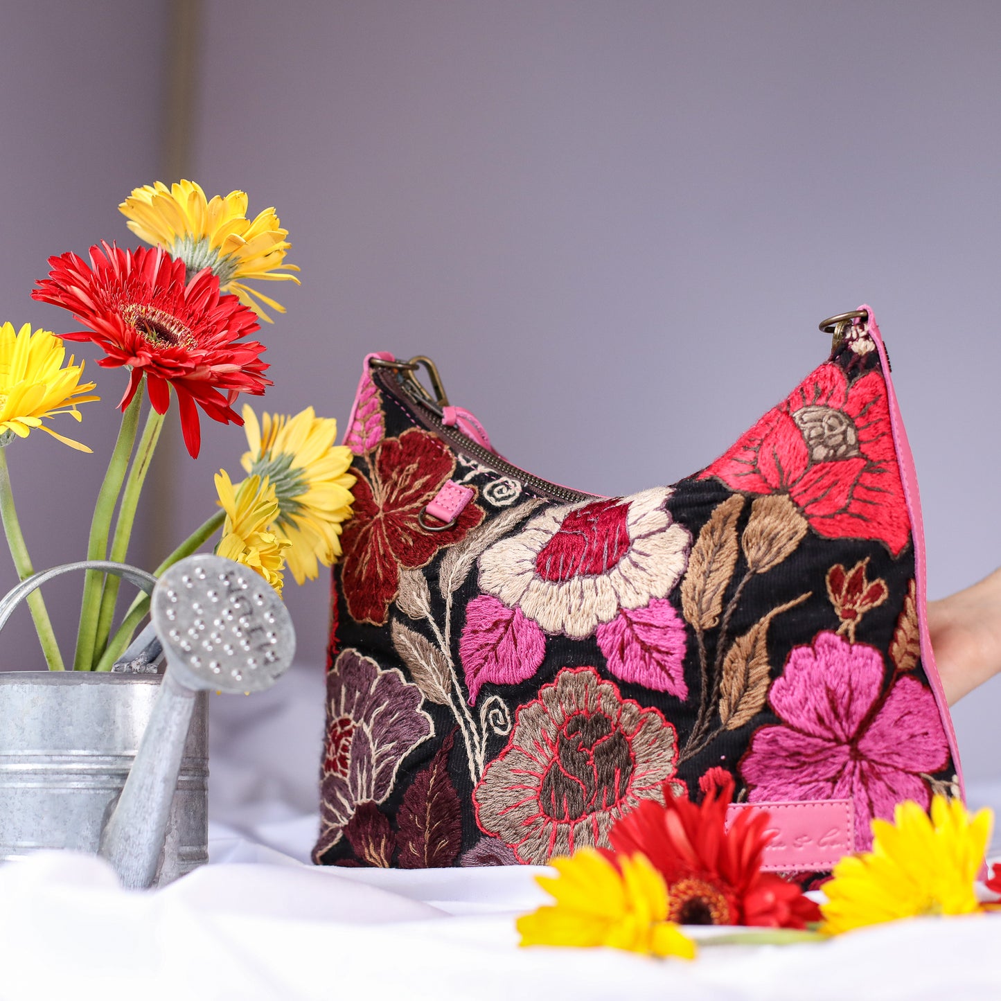 SMALL PENELOPE BAG - H&S EMBROIDERED FLORAL - JAZZY - NO. 200697