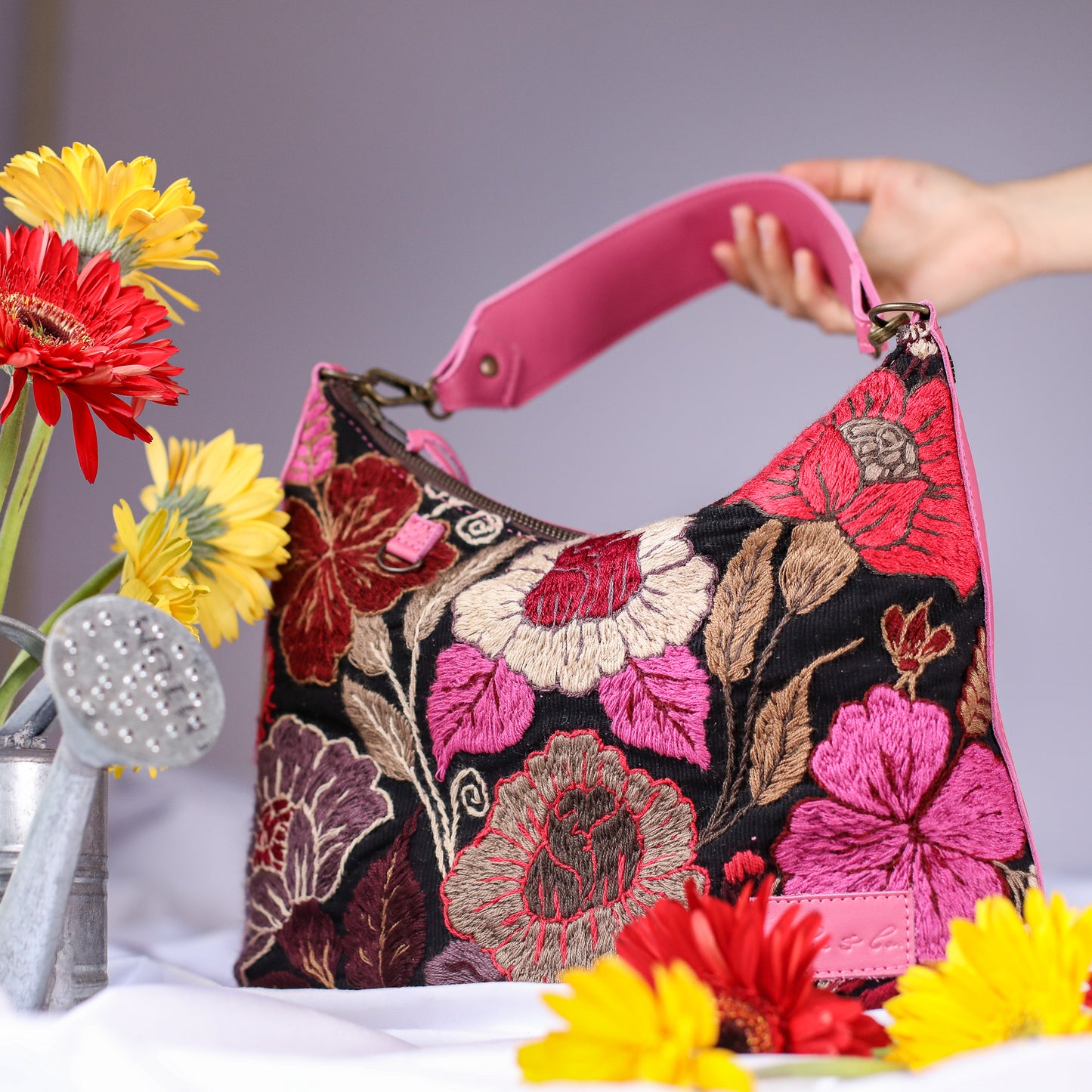 SMALL PENELOPE BAG - H&S EMBROIDERED FLORAL - JAZZY - NO. 200697