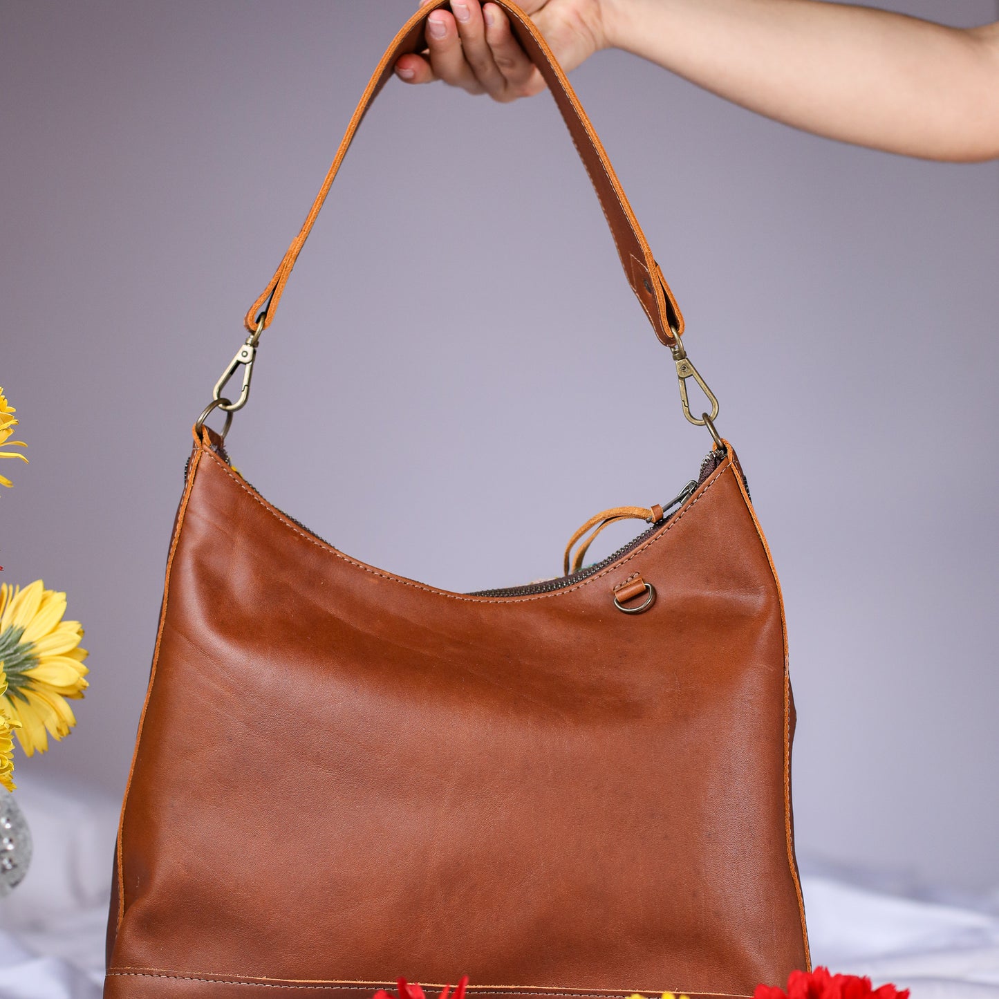 SMALL PENELOPE BAG - H&S EMBROIDERED FLORAL - CAFE - NO. 200696