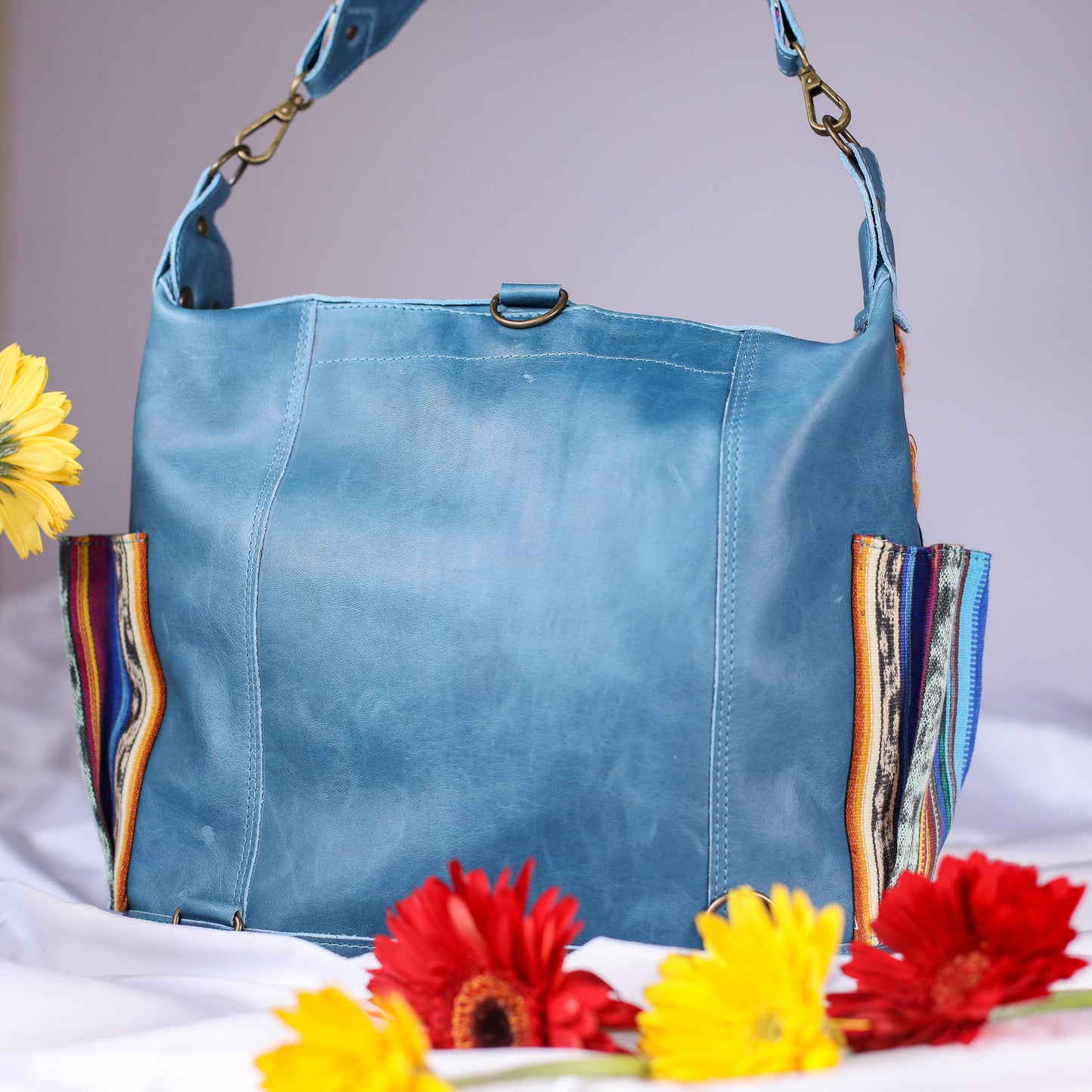 BEATRIZ MCDB + DIAMANTE STRAP - H&S EMBROIDERED FLORAL - CERULEAN - NO. 200553