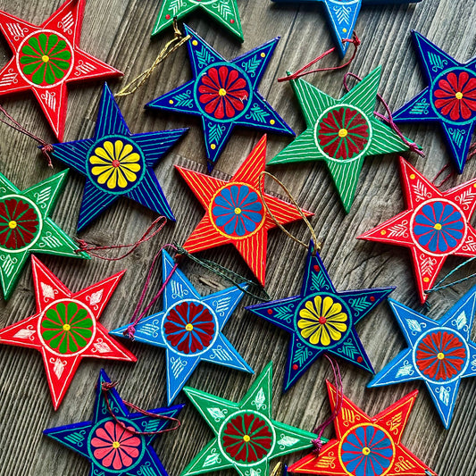 WOODEN STAR ORNAMENT - SMALL