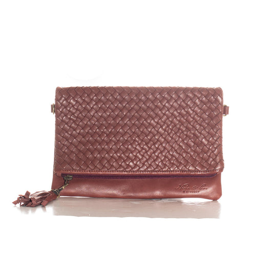 ARCHIVE SALE - FOLDOVER CLUTCH - MOROCCO WOVEN - CABERNET - ITEM NO. 24044