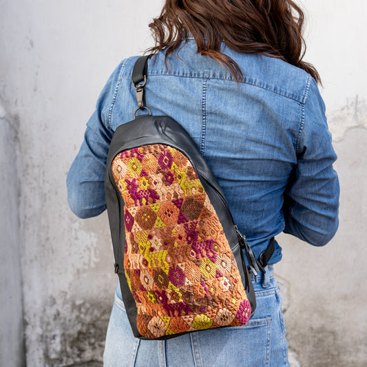 CROSSBODY SLING 2.0 - LARGE - OOAK HUIPIL - BLACK - NO. 13934