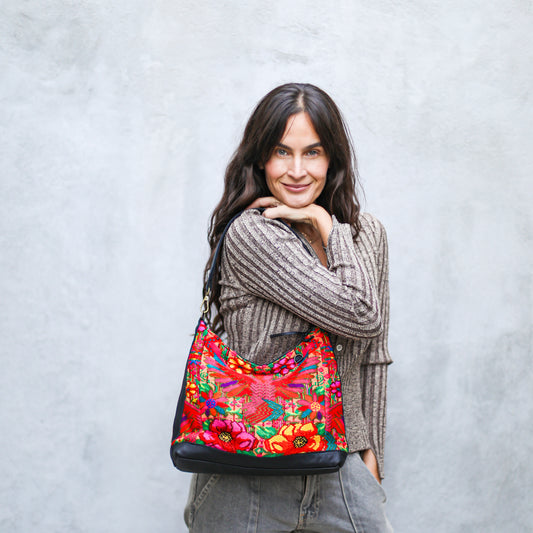 SMALL PENELOPE BAG - OOAK HUIPIL - BLACK - NO. 18766