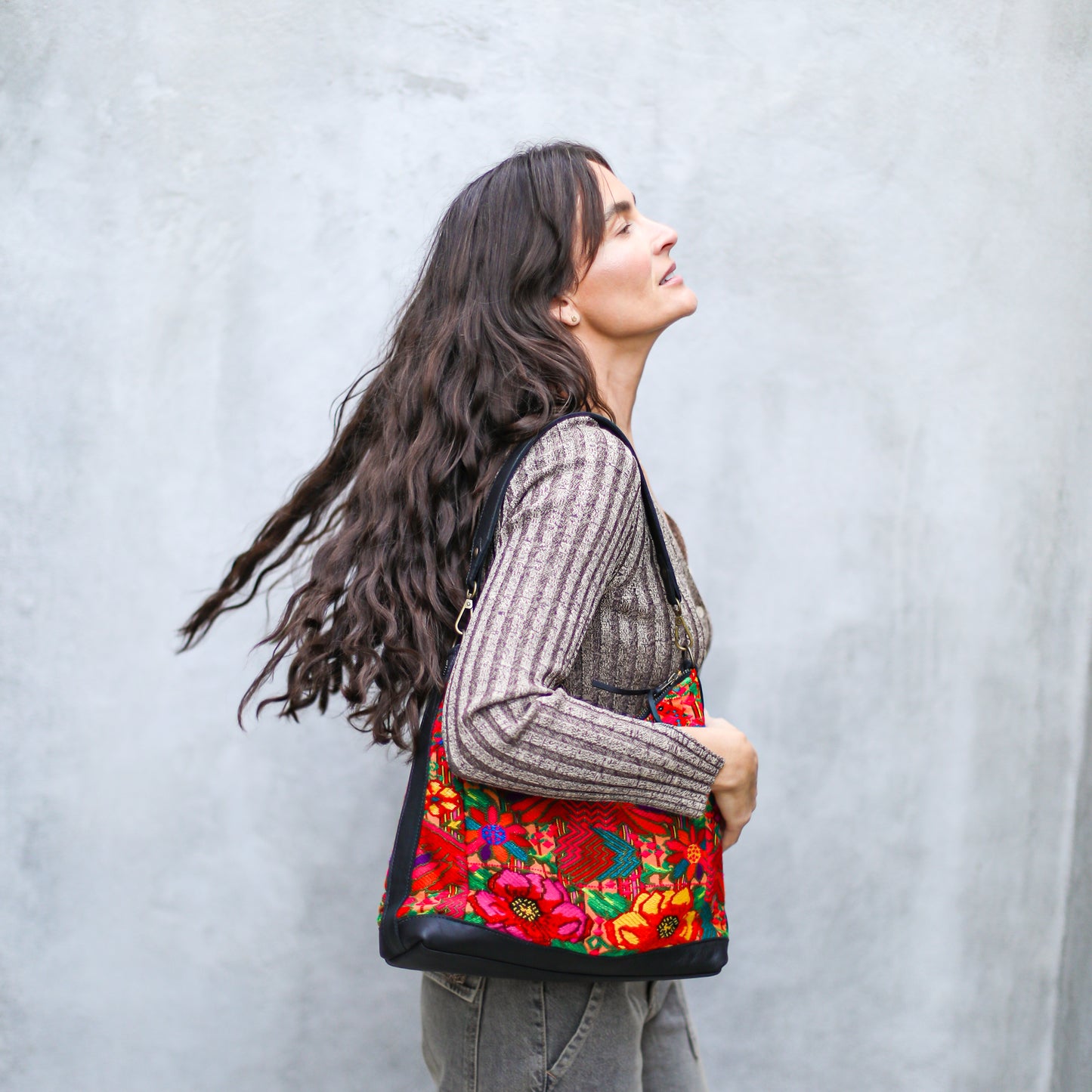 SMALL PENELOPE BAG - OOAK HUIPIL - BLACK - NO. 18766