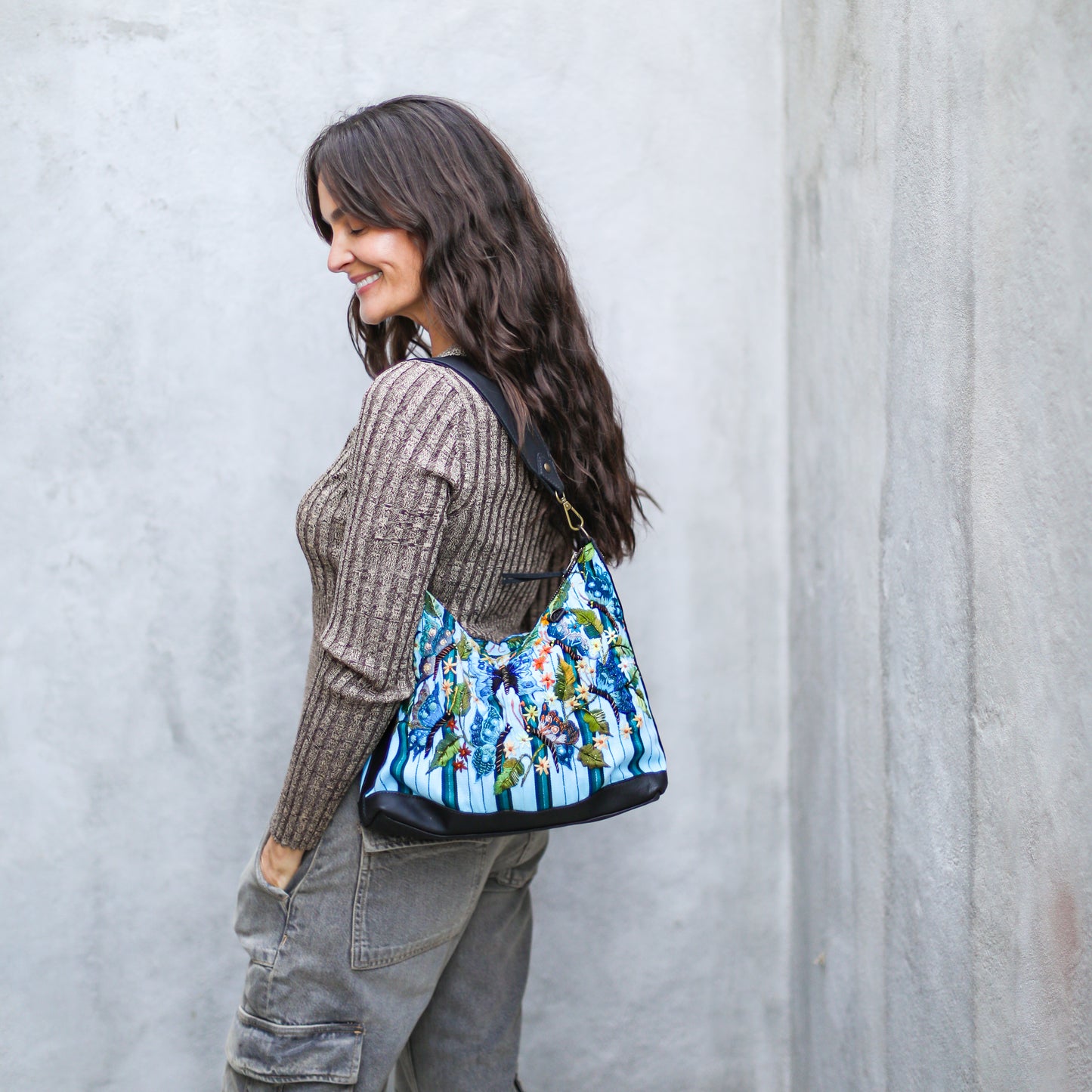 SMALL PENELOPE BAG - OOAK HUIPIL - BLACK - NO. 18763