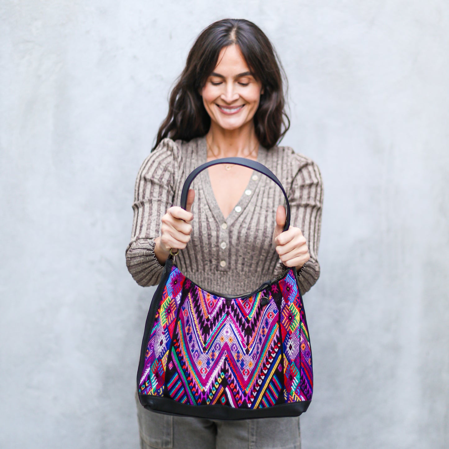 SMALL PENELOPE BAG - OOAK HUIPIL - BLACK - NO. 18765